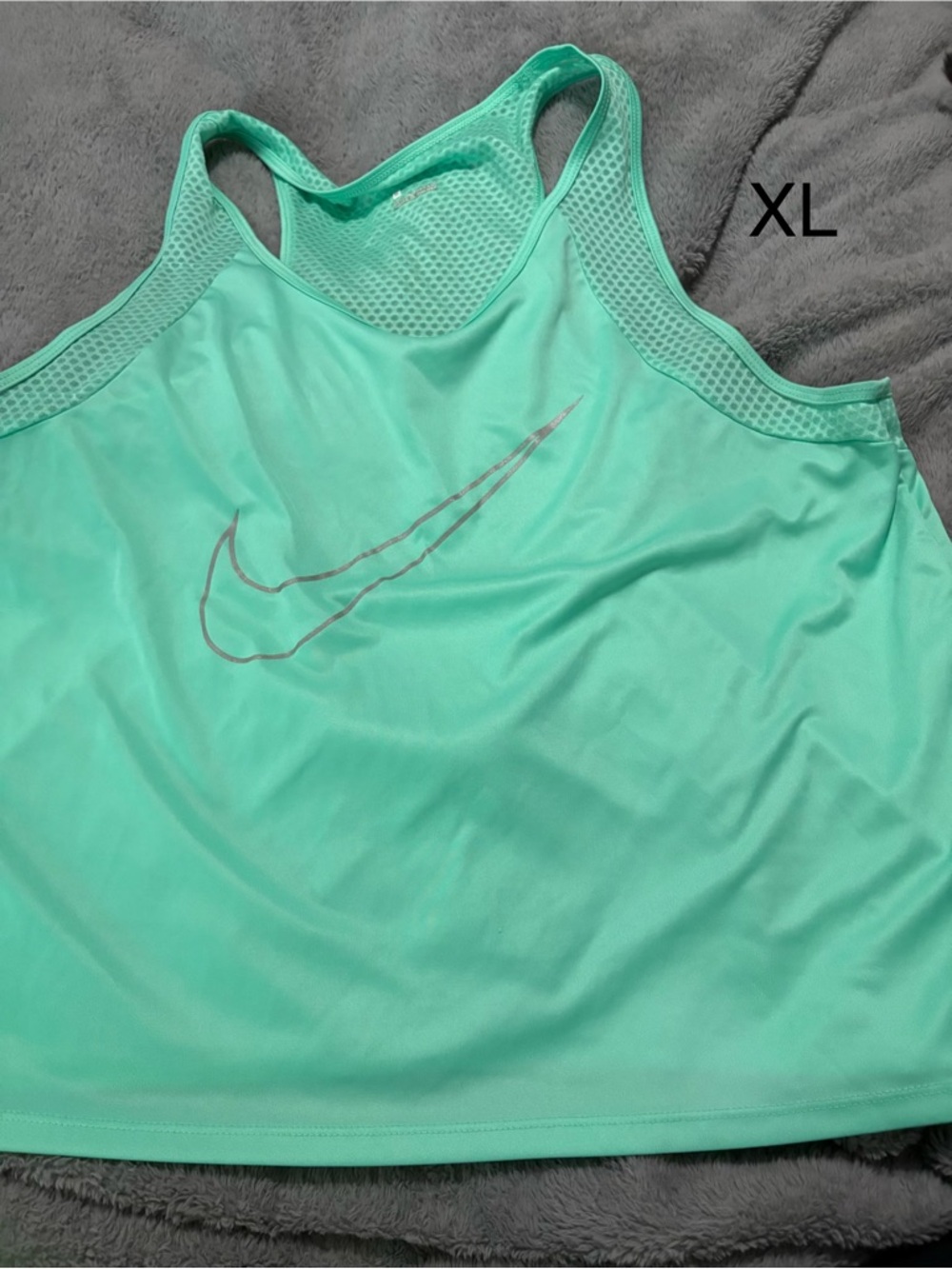 Nike Mint Green Racerback Athletic Tank with Silver Swoosh